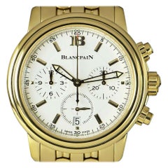 Blancpain Leman Montre chronographe en or jaune et cadran blanc avec cadran 2185-1418-63A