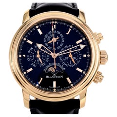 Retro Blancpain Leman Perpetual Chronograph 18K Rose Gold Men's Watch