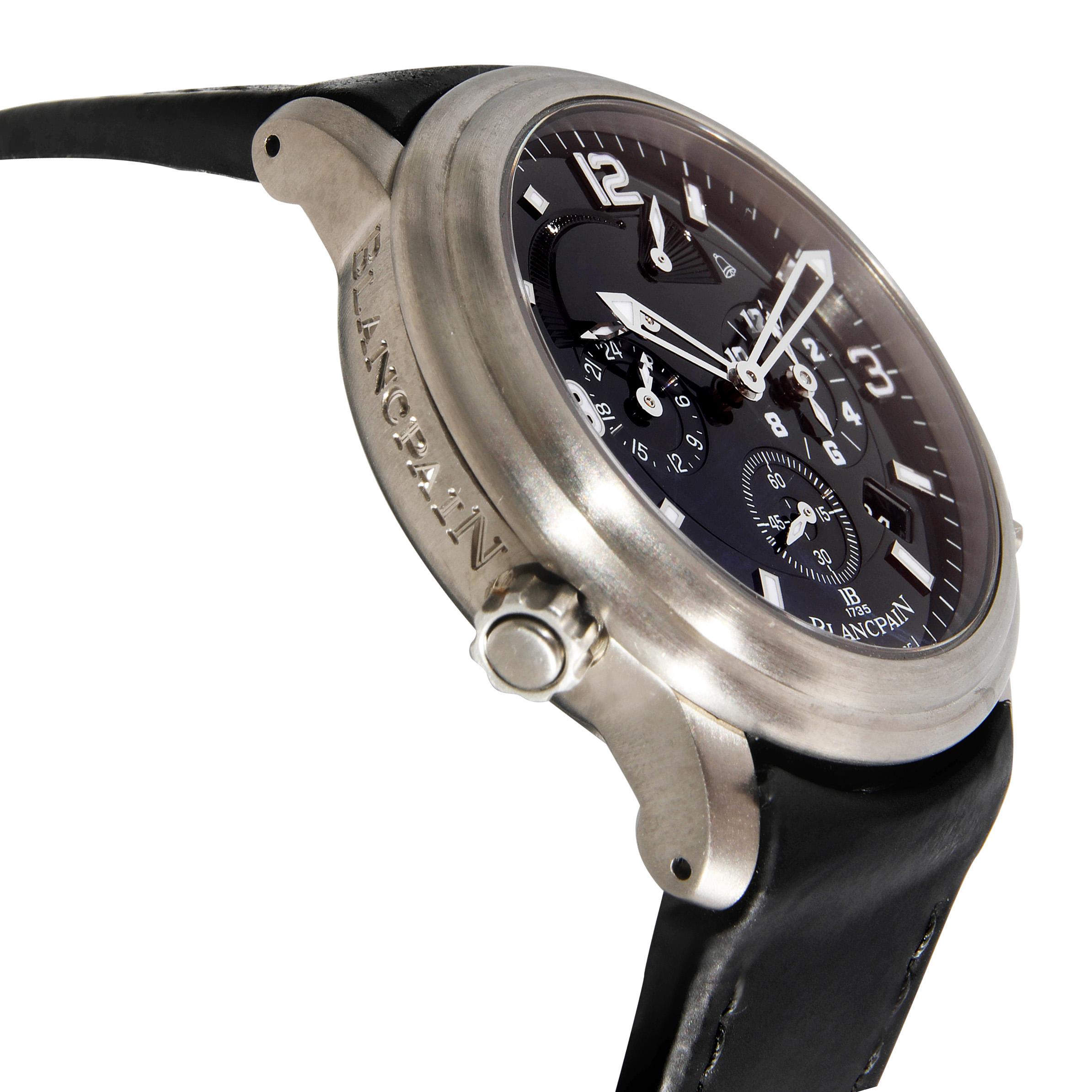 Blancpain Leman Reveil GMT 2041-1230-63B Men's Watch in  Titanium

SKU: 131460

PRIMARY DETAILS
Brand: Blancpain
Model: Leman Reveil GMT
Country of Origin: Switzerland
Movement Type: Mechanical: Automatic/Kinetic
Year of Manufacture: