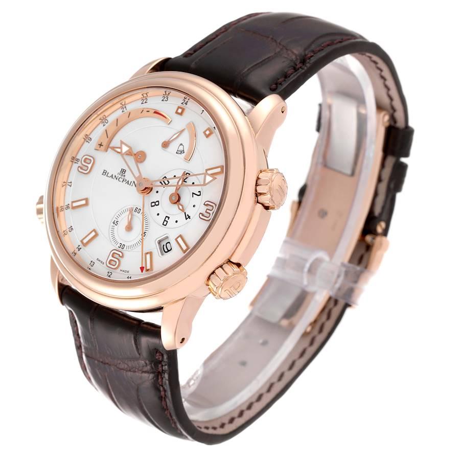 Men's Blancpain Leman Reveil GMT Alarm 18k Rose Gold Mens Watch 2841-3642-53B