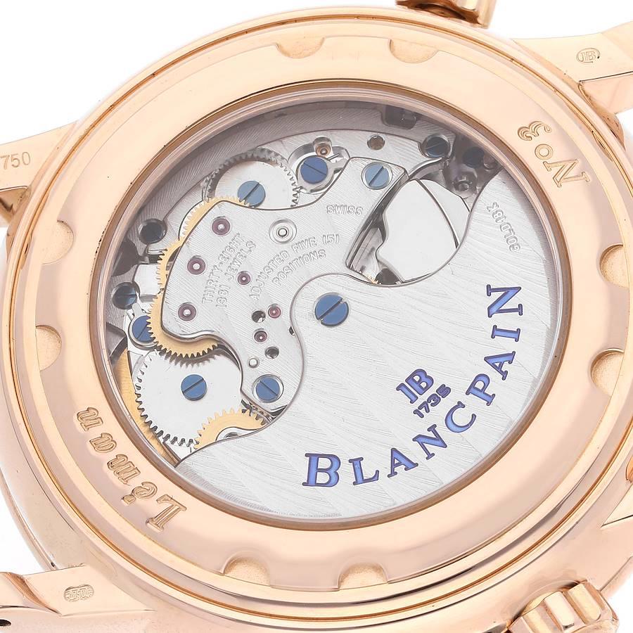 Blancpain Leman Reveil GMT Alarm 18k Rose Gold Mens Watch 2841-3642-53B 2