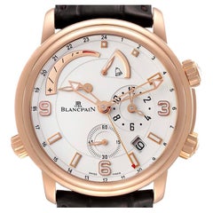 Blancpain Leman Reveil GMT Alarm 18k Rose Gold Mens Watch 2841-3642-53B