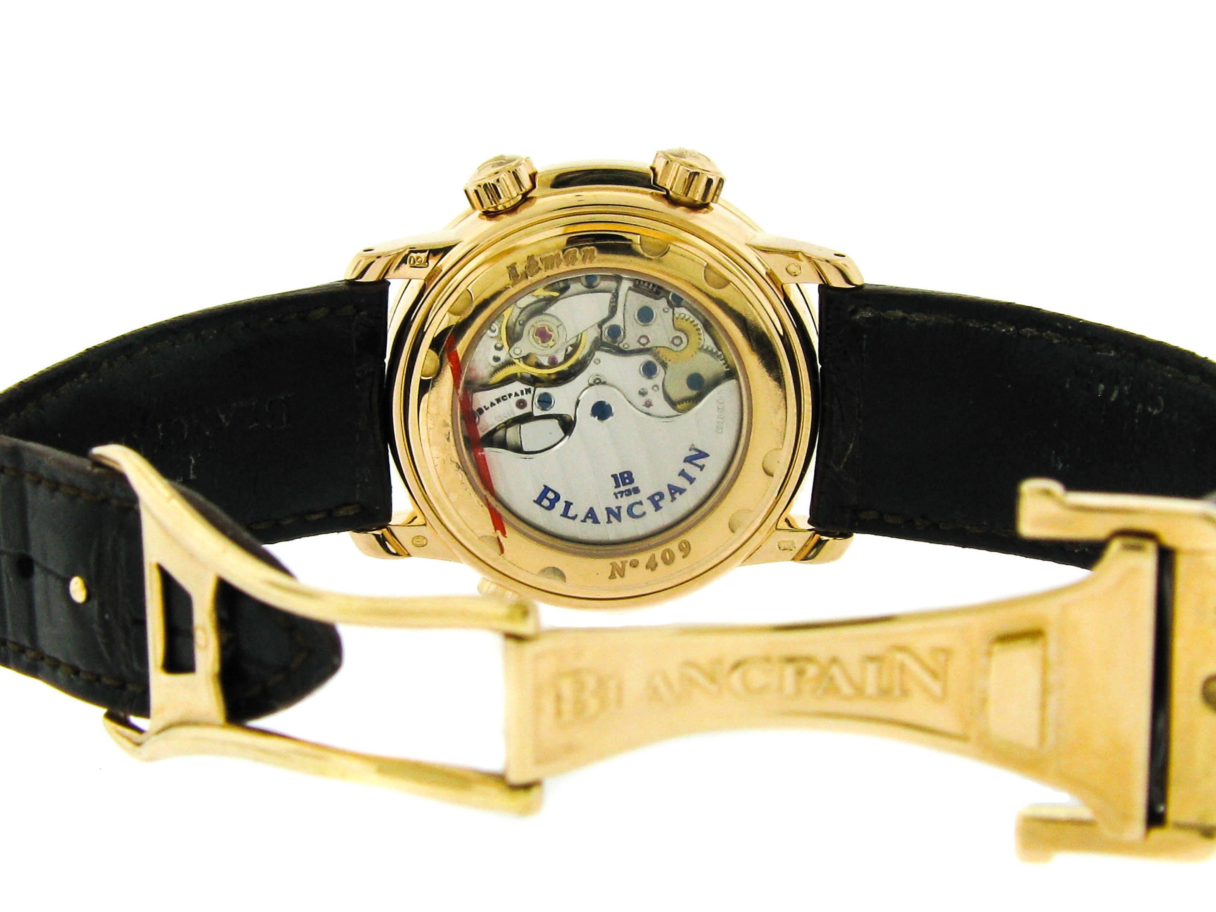 Modern Blancpain Rose Gold Leman Reveil Self-Winding Wristwatch