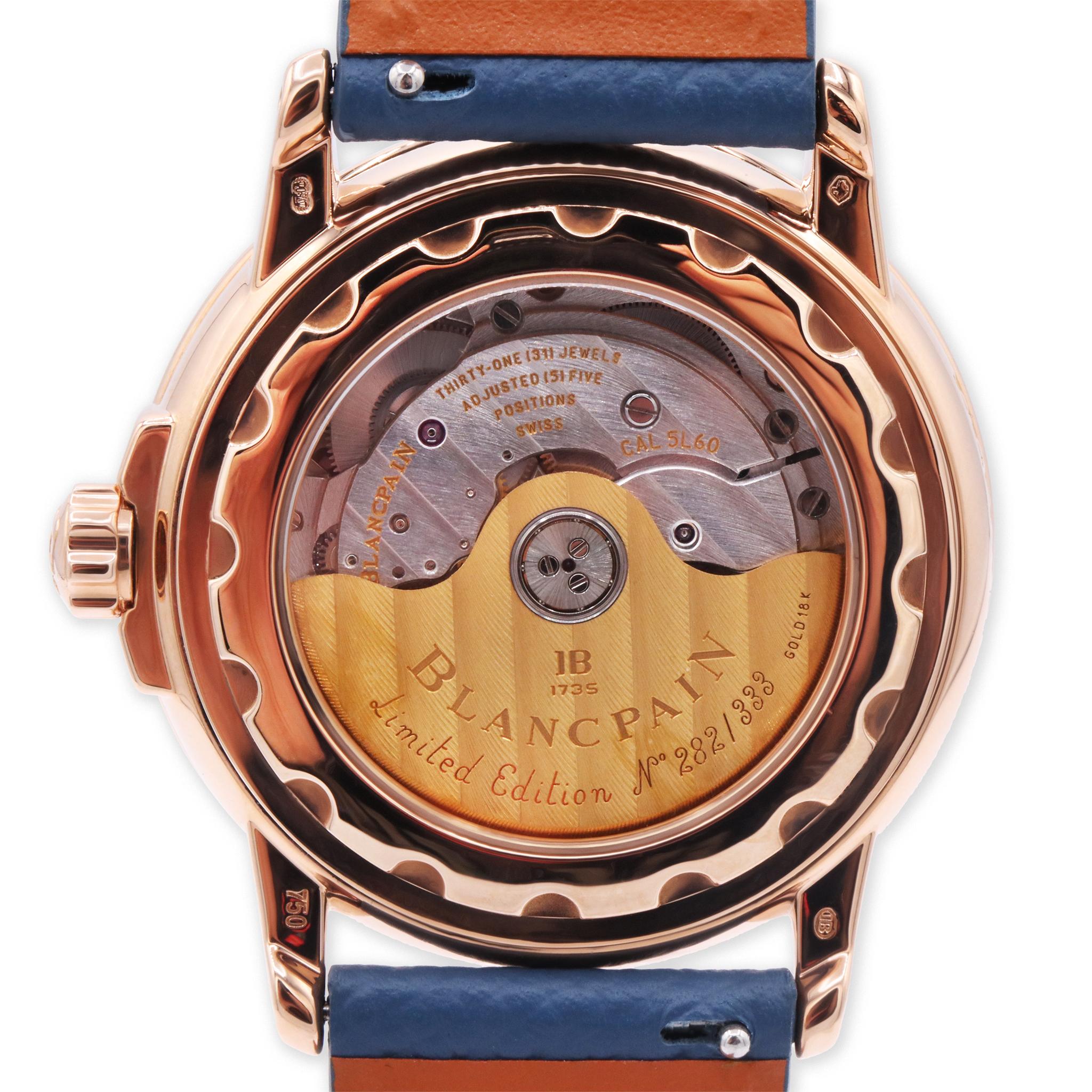 Blancpain Léman Time Zone  18K Rose Gold Limited Edition Date Day & Night watch For Sale 1