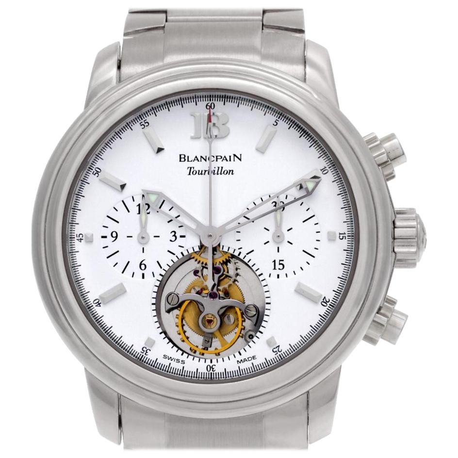 Blancpain Leman Tourbillon 18 Karat White Gold Automatic Watch For Sale