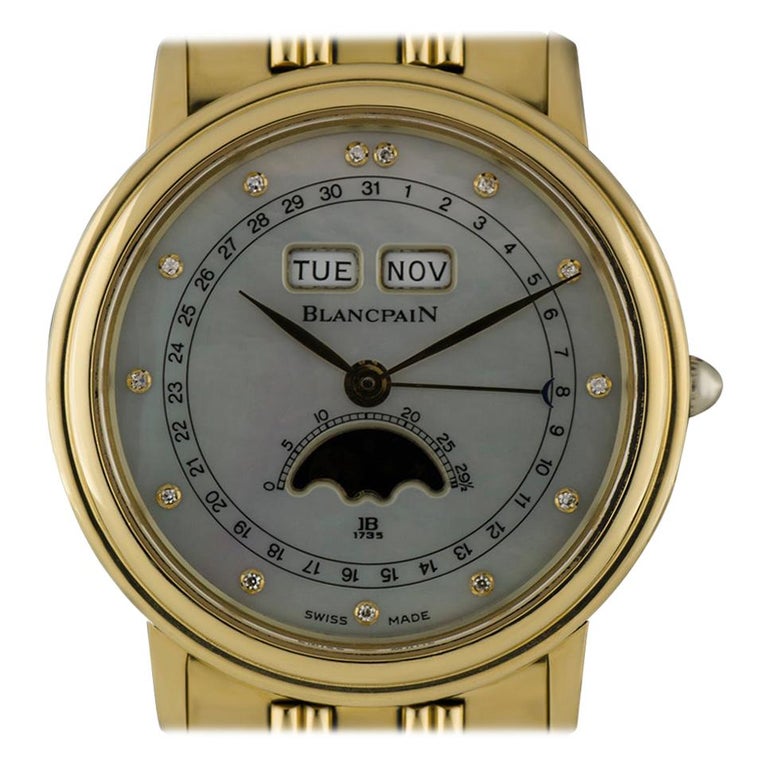 Blancpain Mother of Pearl Diamond Dial Triple Calendar Moonphase