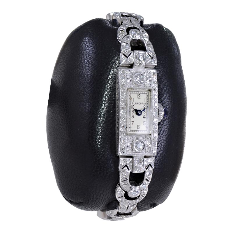 Blancpain Platinuhr und Armband aus 18 Karat Diamanten, ca. 1930er-1940er Jahre (Art déco) im Angebot