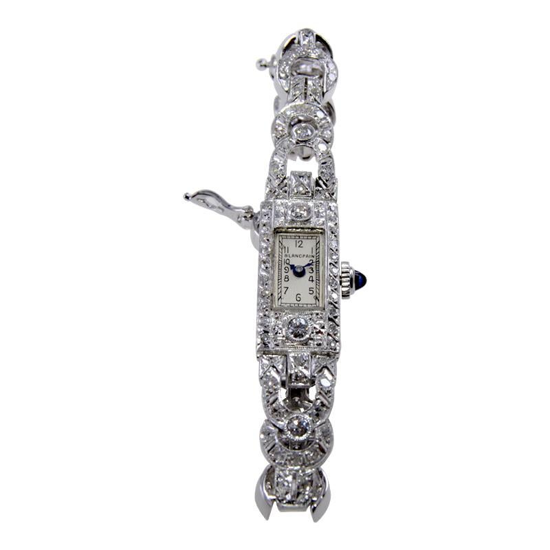 Blancpain Platinuhr und Armband aus 18 Karat Diamanten, ca. 1930er-1940er Jahre im Angebot 3