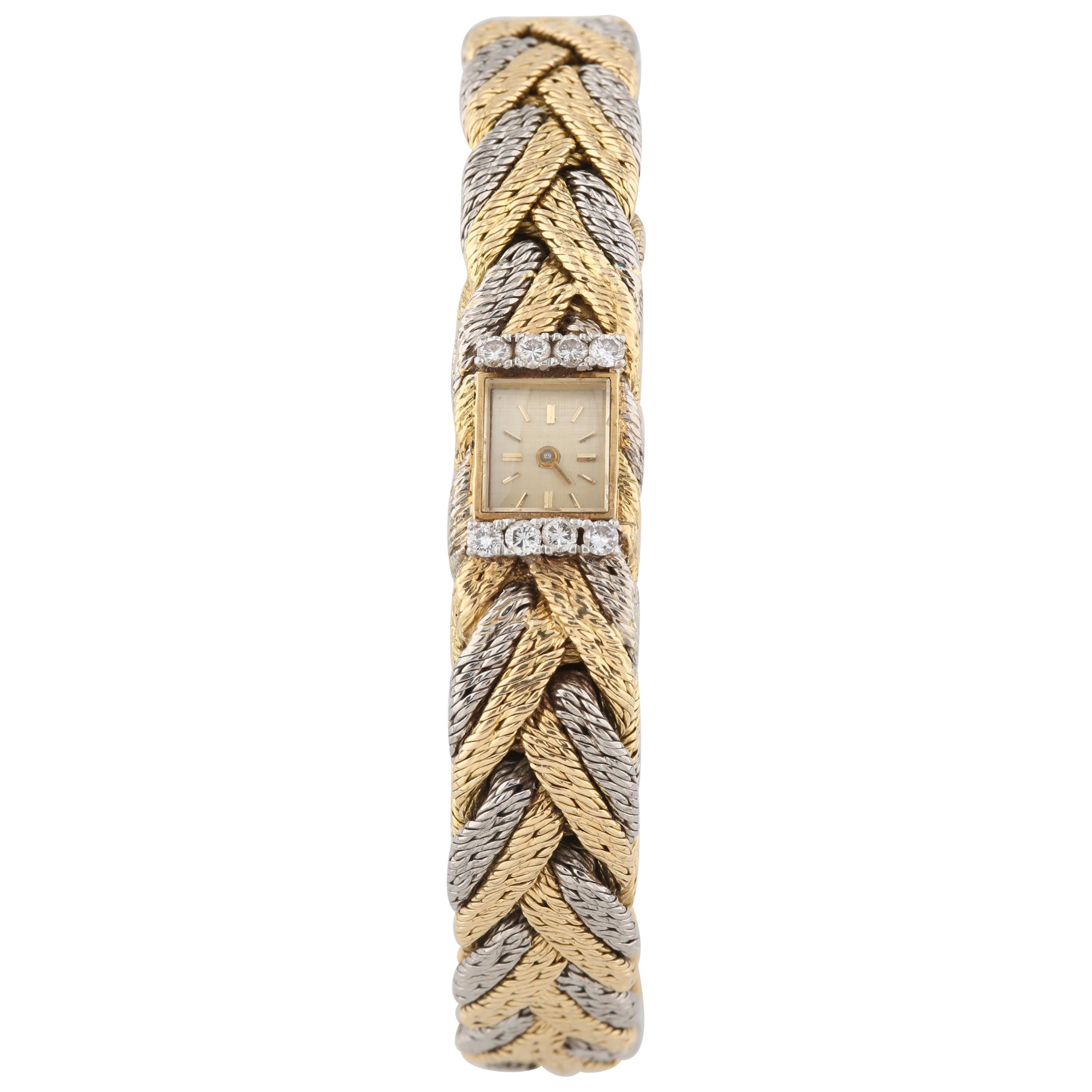 Blancpain Rayville Movement 17 Jewels Gold Platinum Diamond Bracelet Watch For Sale