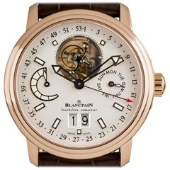 Montre Blancpain or rose Leman Tourbillon Semainier Grande Date 2925-3642-53B