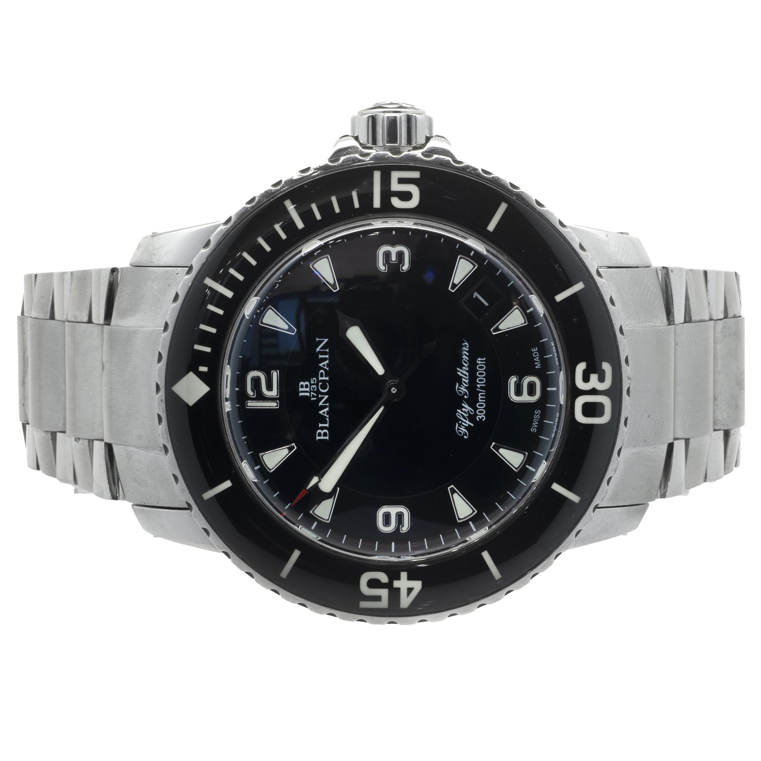Movement: automatic
Function: hours, minutes, seconds, date
Case: 45mm round stainless steel case, uni-directional rotating bezel, push/pull crown
Band: stainless steel oyster bracelet, deployment clasp
Dial: black stick/arabic dial
Serial #: No.
