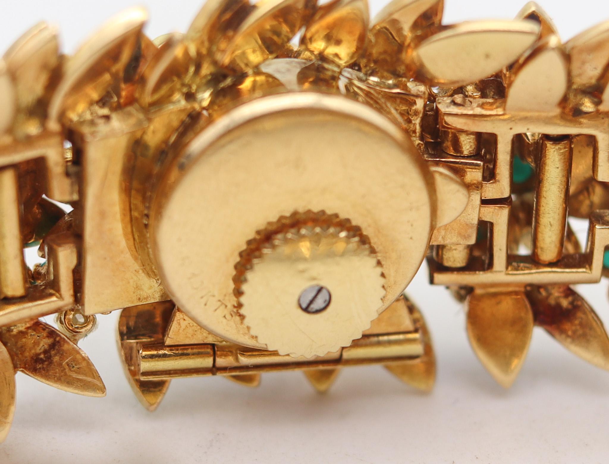 Cabochon Blancpain Swiss 1960 French Retro Modern Bracelet Watch In 18Kt Gold & Gemstones