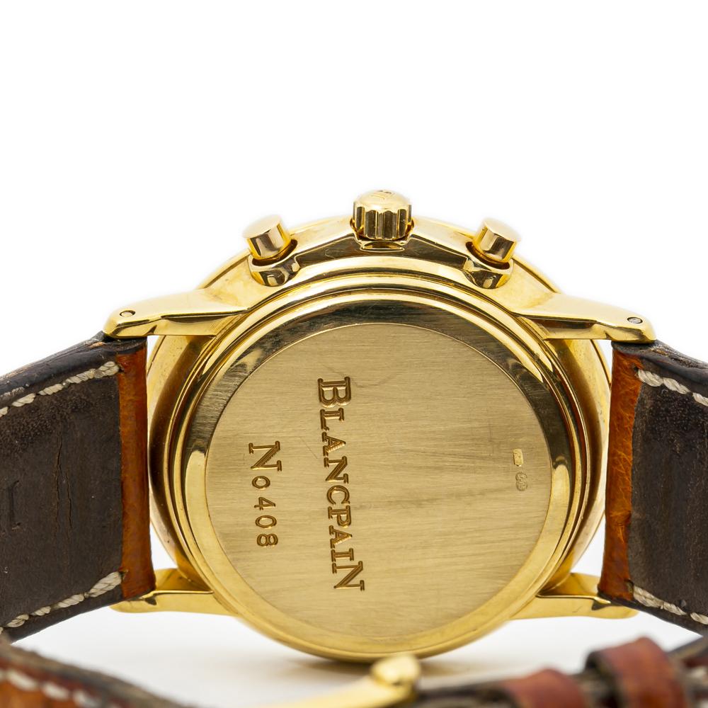 Contemporary Blancpain Villeret 1180-3318-55 18K Yellow Gold Chronograph Unisex Watch For Sale