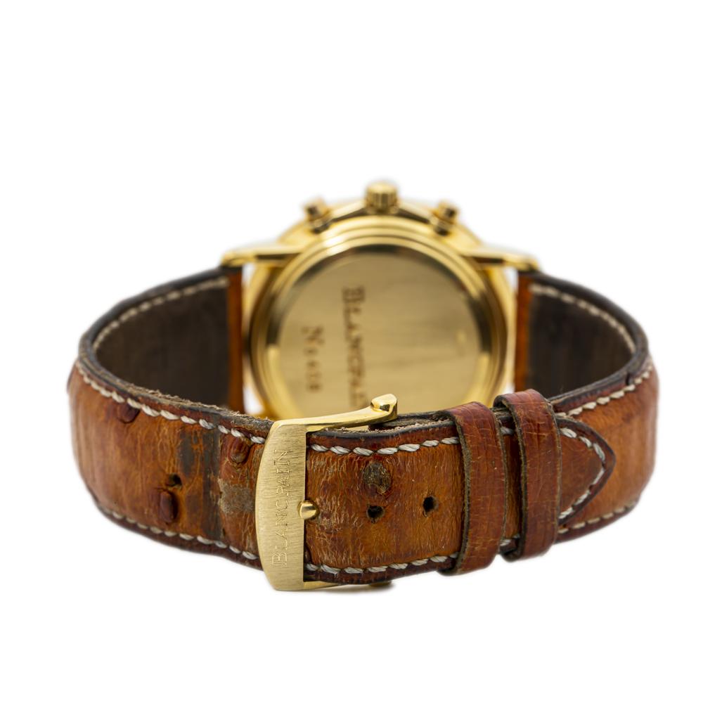 Blancpain Villeret 1180-3318-55 18K Yellow Gold Chronograph Unisex Watch In Good Condition For Sale In Miami, FL