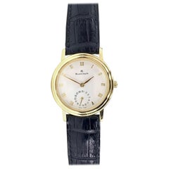 Blancpain Villeret: 18 Karat Gold Damenuhr mit schwarzem Lederarmband