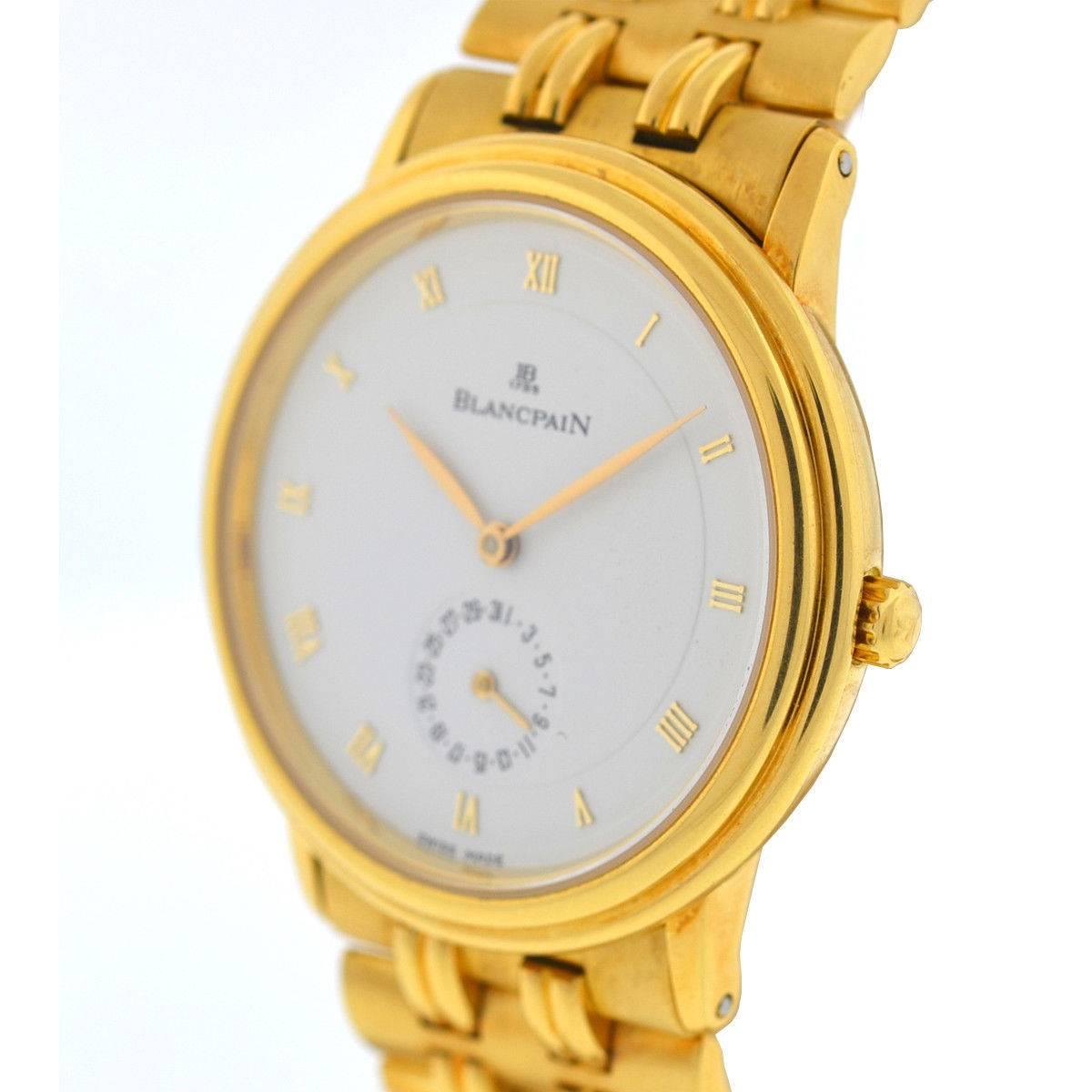 Blancpain Villeret 4795 Automatic Watch 18 Karat Yellow Gold In Excellent Condition In Boca Raton, FL
