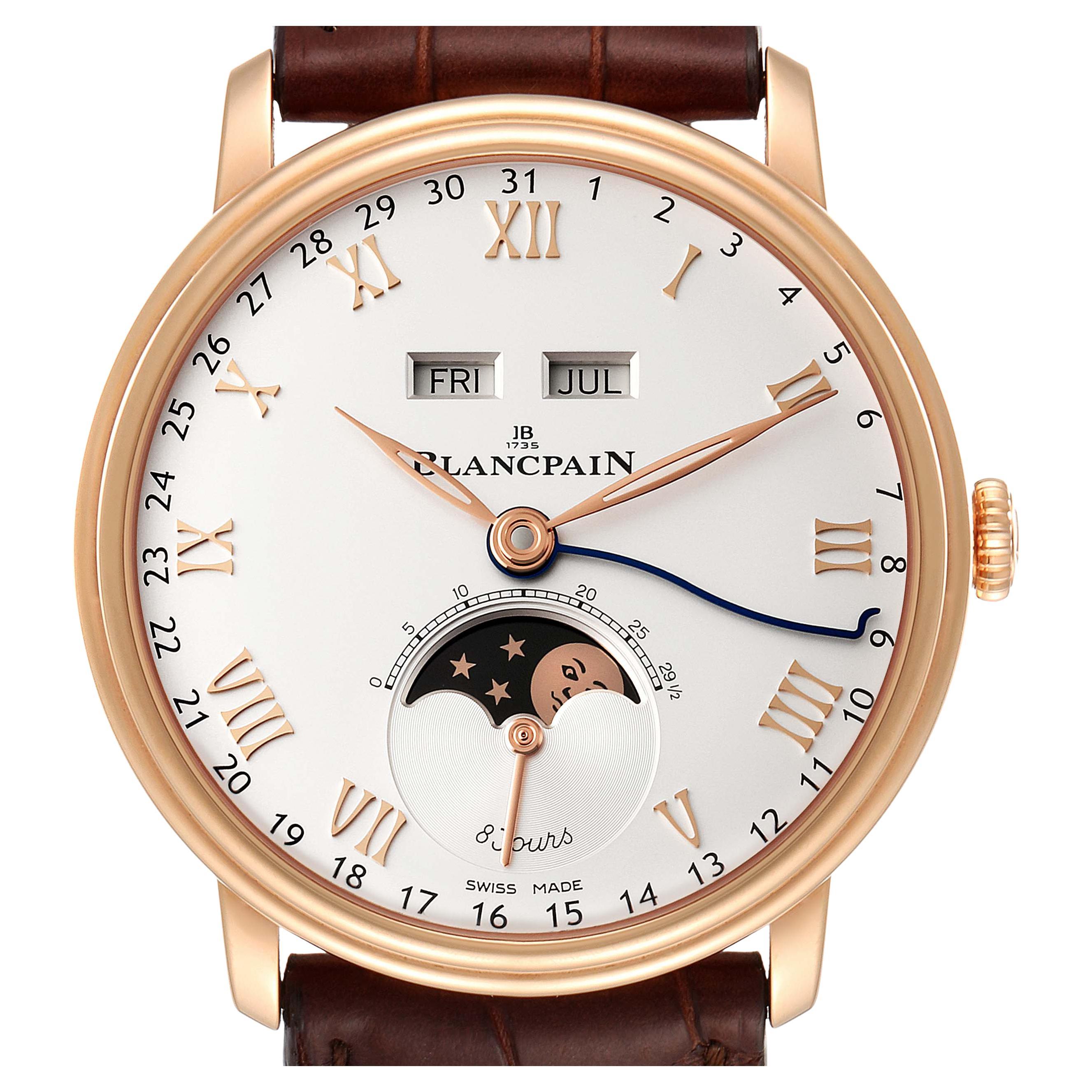 Blancpain Villeret Complete Calendar 8 Days Rose Gold Watch 6639 Box Papers For Sale