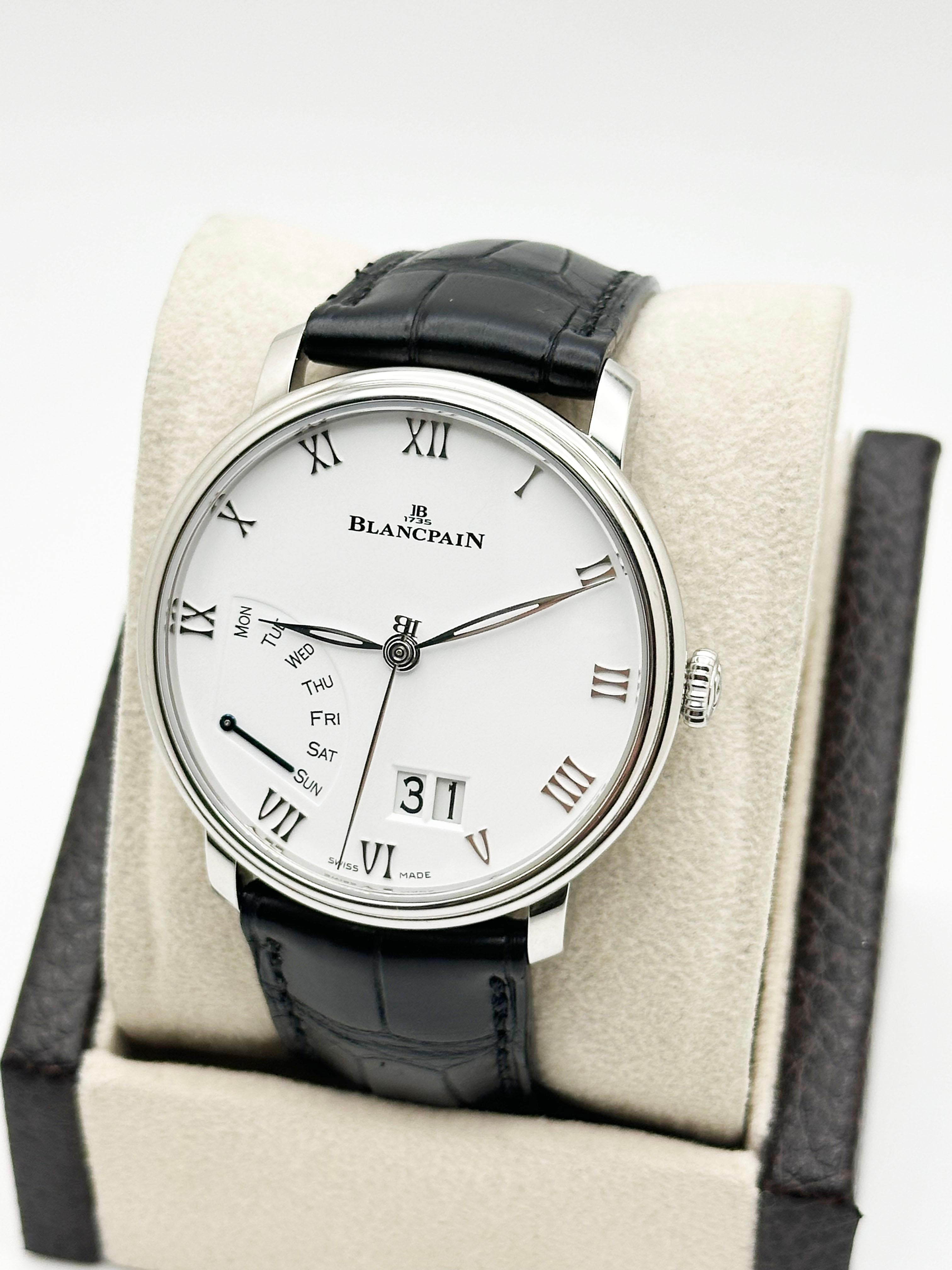 Blancpain Villeret Grande Date Jour Rétrograde 6668-1127 Acier Boîte Papier 40mm Excellent état - En vente à San Diego, CA