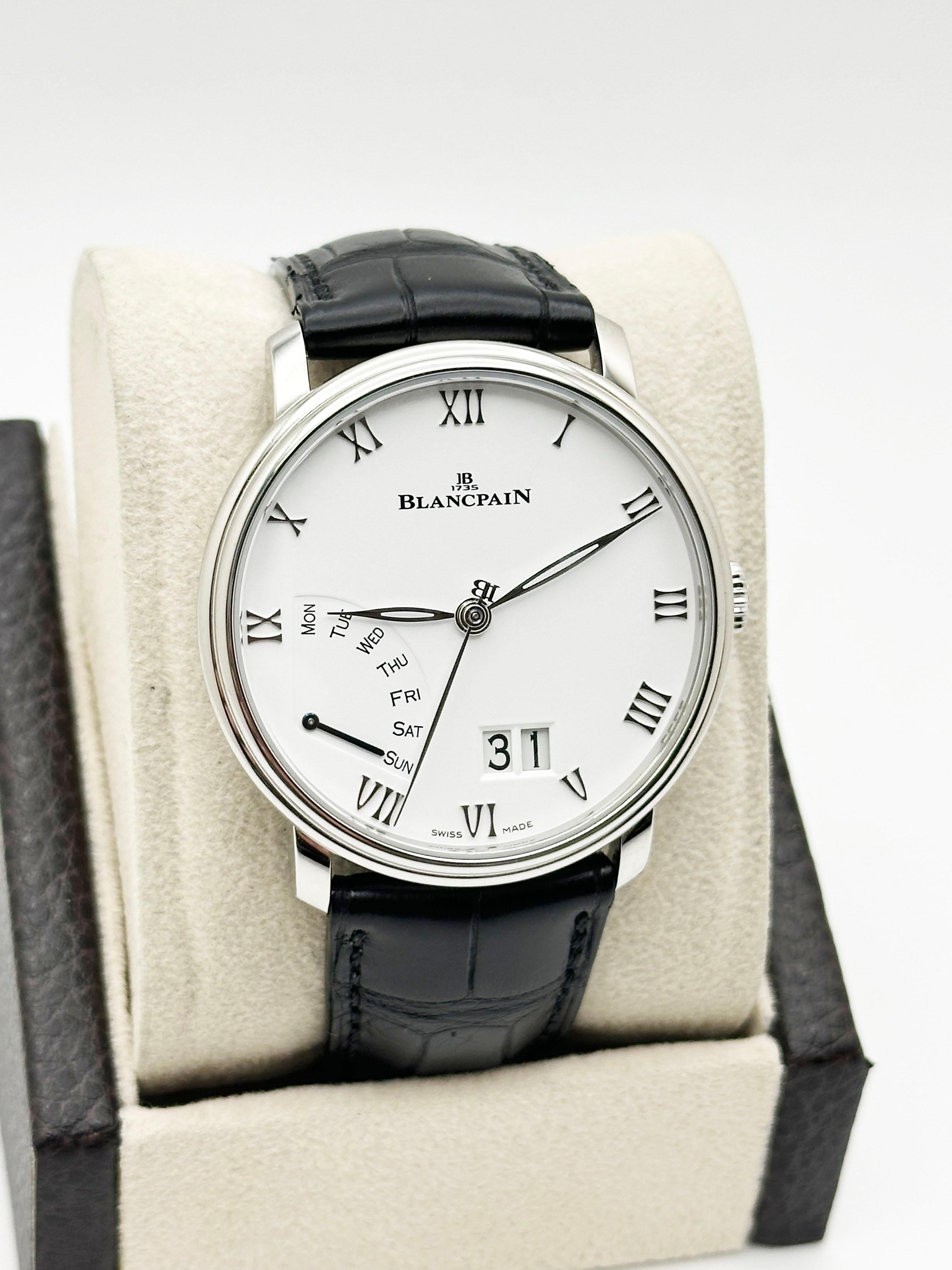 Blancpain Villeret Grande Date Jour Rétrograde 6668-1127 Acier Boîte Papier 40mm Pour hommes en vente