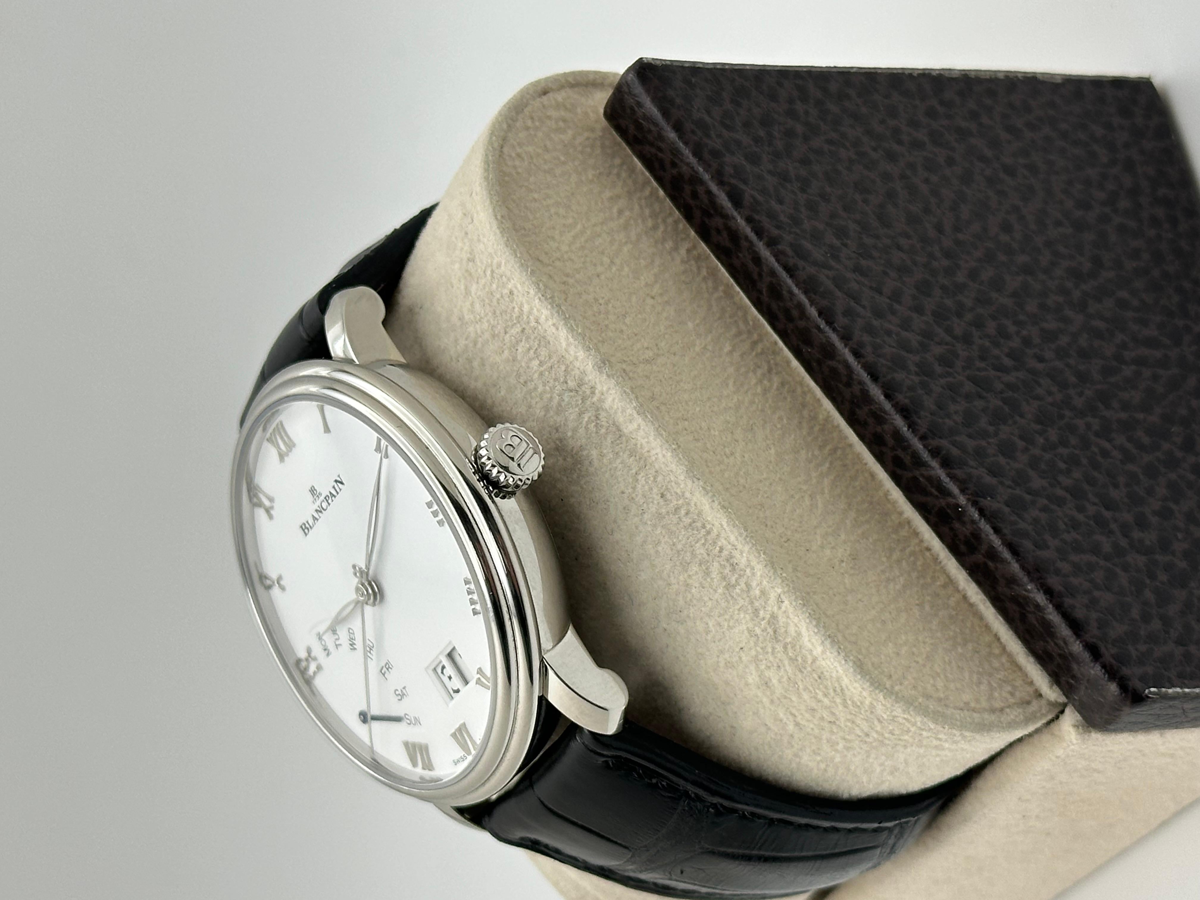 Blancpain Villeret Grande Date Jour Rétrograde 6668-1127 Acier Boîte Papier 40mm en vente 1