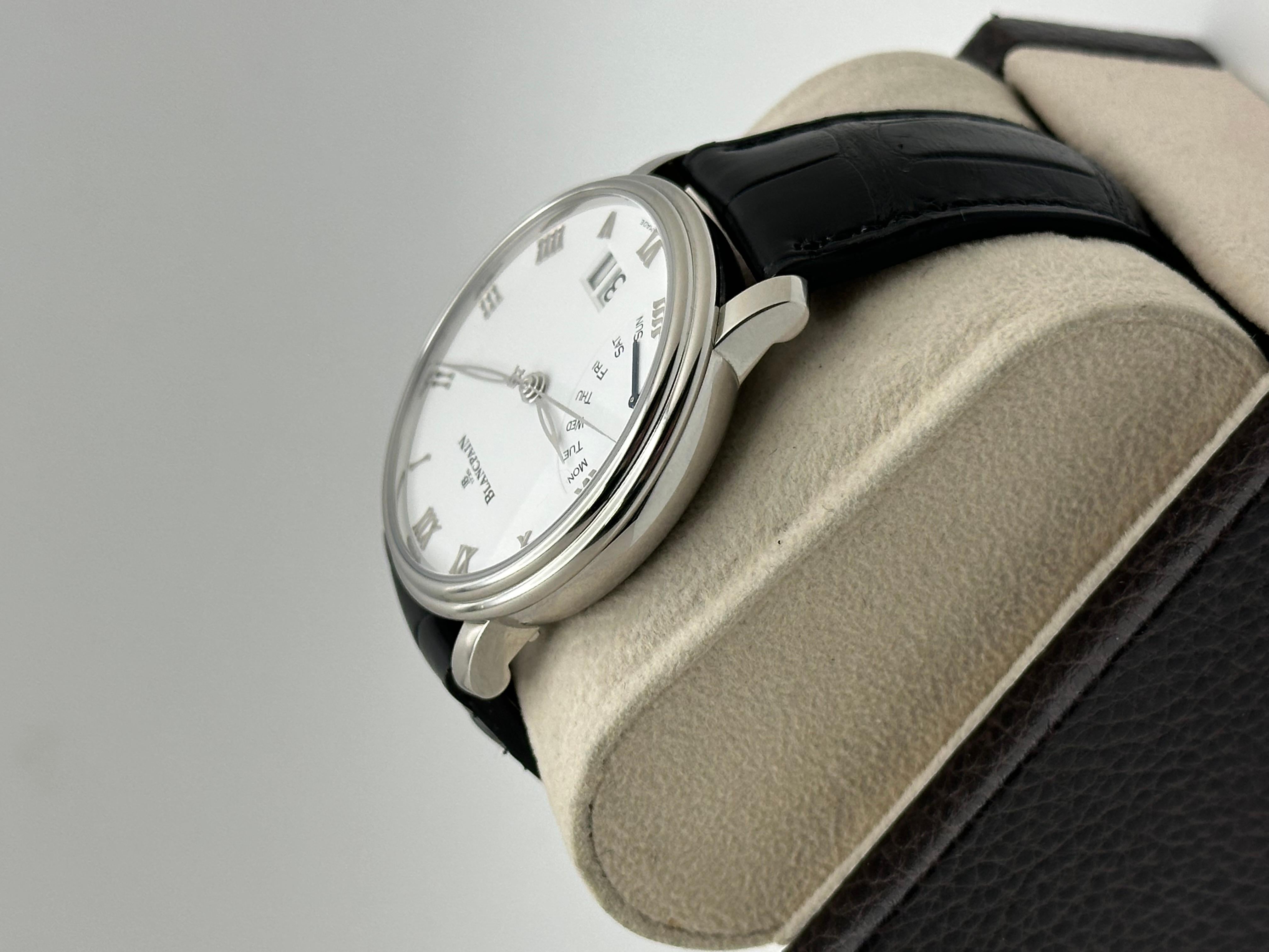 Blancpain Villeret Grande Date Jour Rétrograde 6668-1127 Acier Boîte Papier 40mm en vente 2