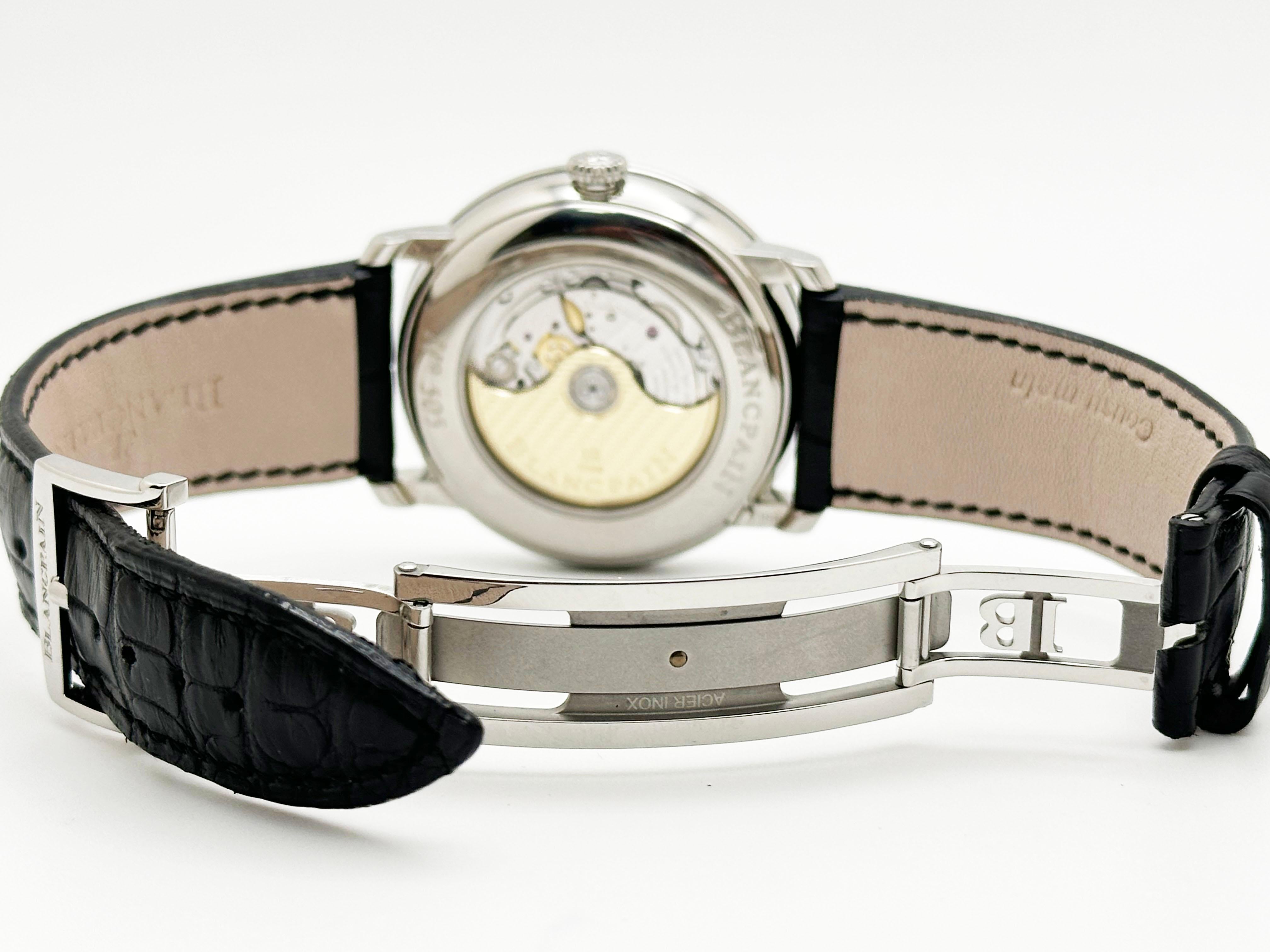 Blancpain Villeret Grande Date Jour Rétrograde 6668-1127 Acier Boîte Papier 40mm en vente 4
