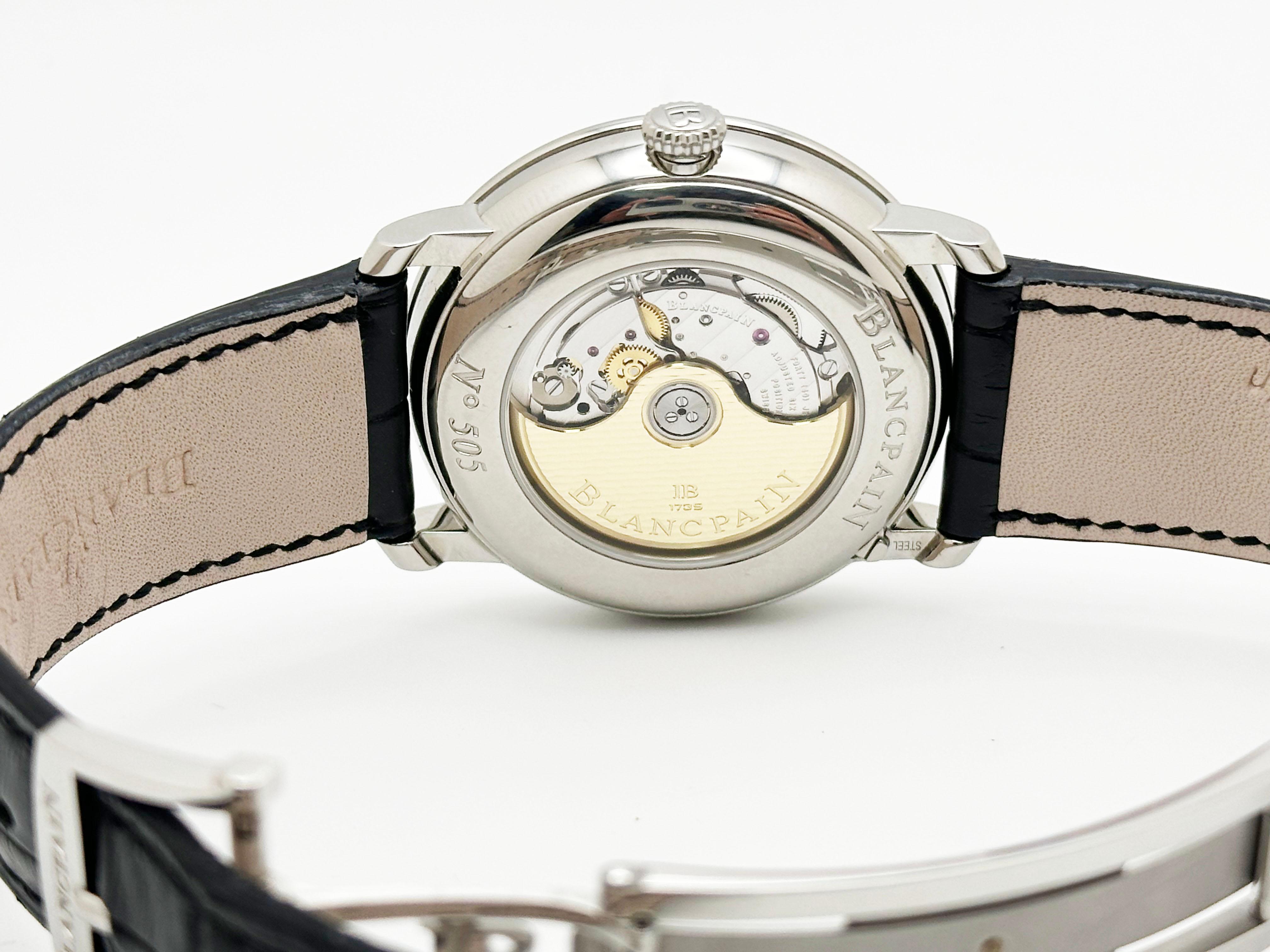 Blancpain Villeret Grande Date Jour Rétrograde 6668-1127 Acier Boîte Papier 40mm en vente 5