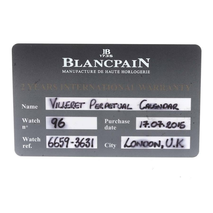 Blancpain Villeret Perpetual Calendar 8 Days Rose Gold Watch 6659 Box Card For Sale 1
