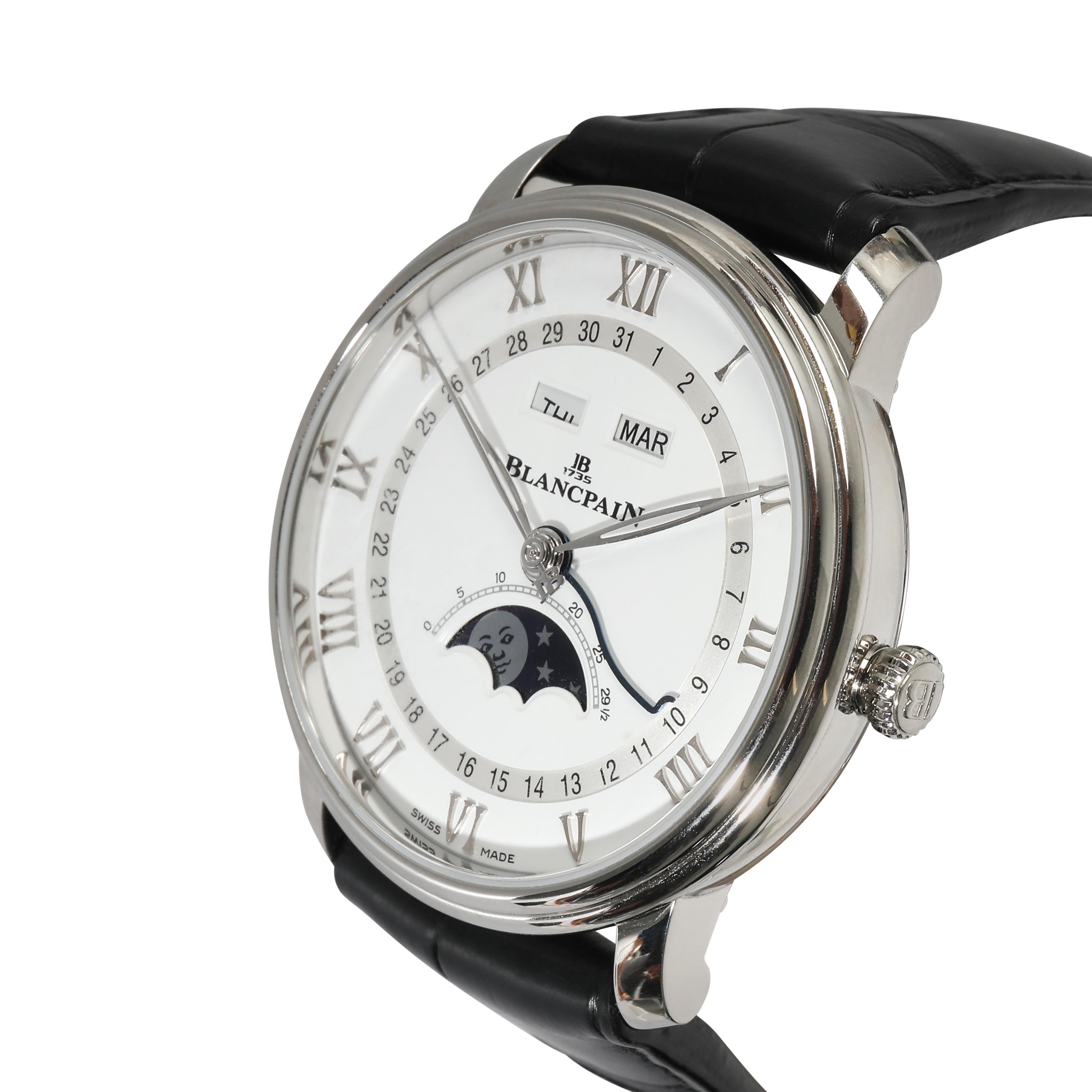Blancpain Villeret Quantieme Complet pour hommes 6654-1127-55B  Acier inoxydable Excellent état - En vente à New York, NY