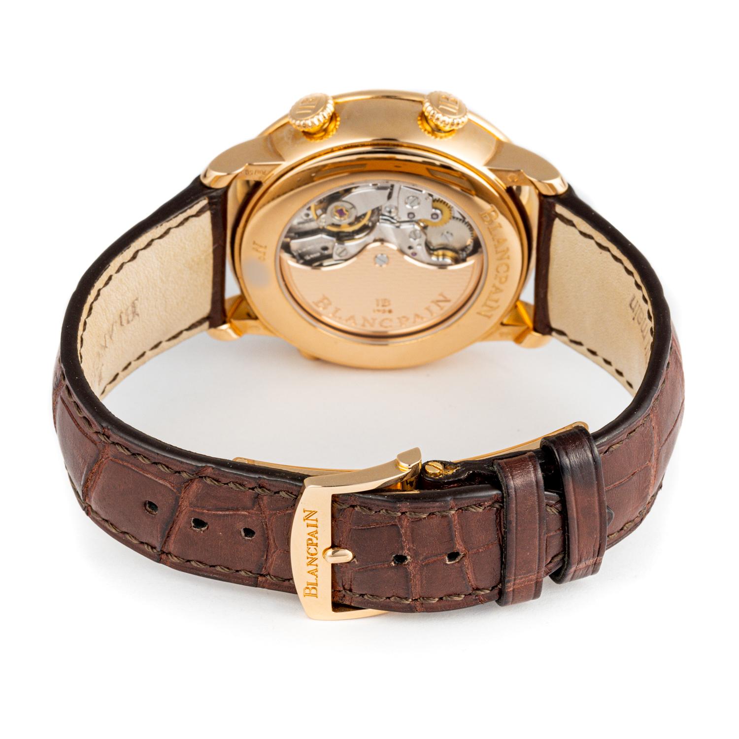 Blancpain Villeret Reveil 18K Rose Gold GMT Watch In Excellent Condition For Sale In Naples, FL