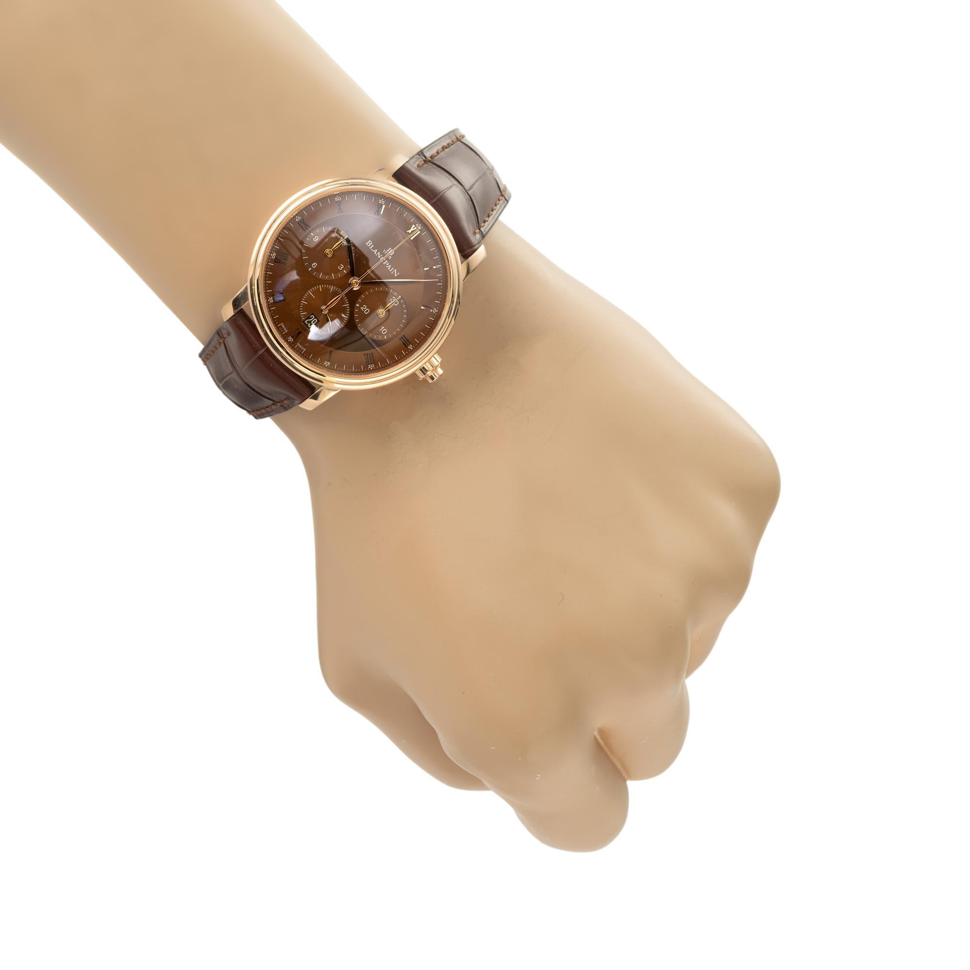 Blancpain Villeret Rose Gold Single Button Chronograph For Sale 5