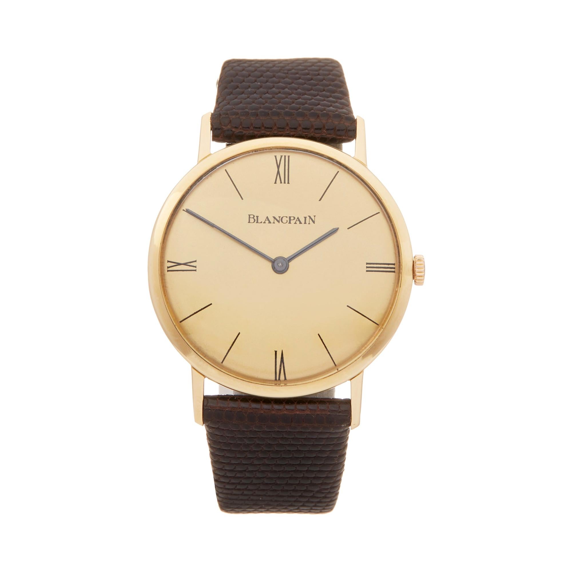 Blancpain Vintage 18 Karat Yellow Gold 2850 Wristwatch