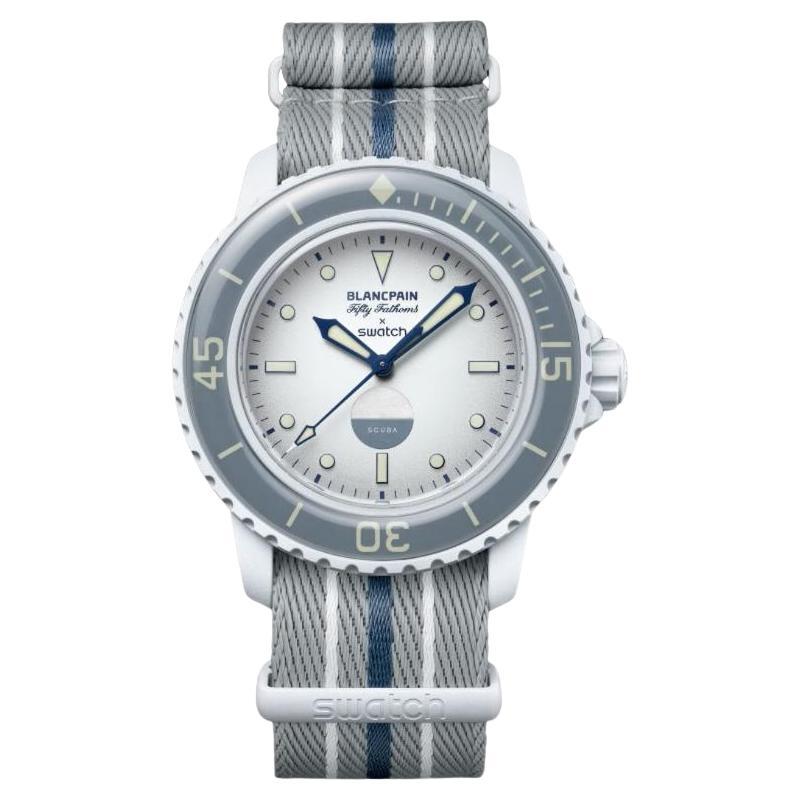 Blancpain x Swatch Scuba Fifty Fathoms Antarctic Ocean Grey Dial Montre SO35S100 en vente