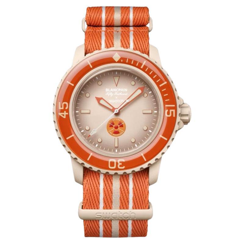 Blancpain x Swatch Scuba Fifty Fathoms Arctic Ocean Cream Dial Watch S035N100 For Sale