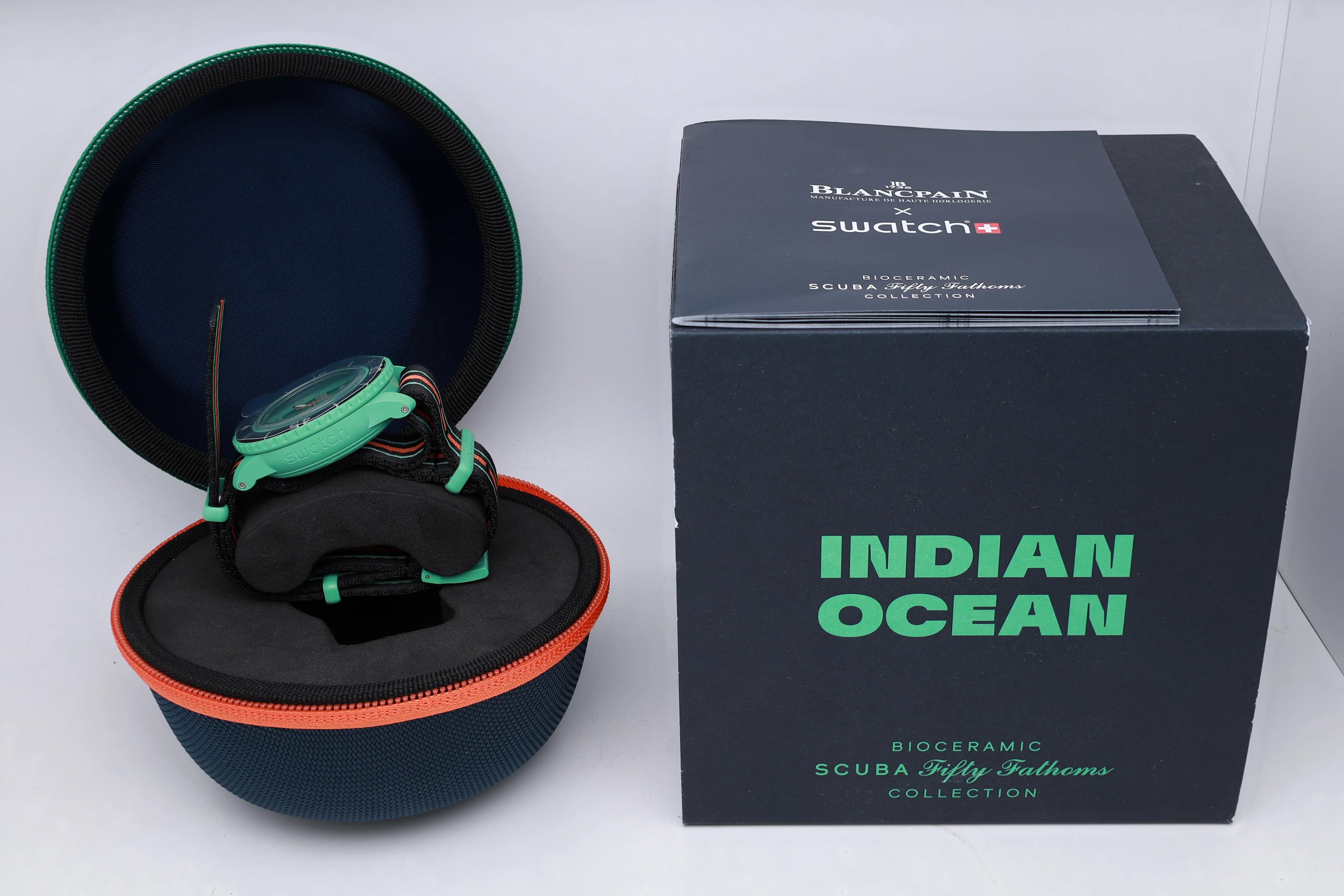 Blancpain x Swatch Scuba Fifty Fathoms Indian Ocean Green Dial Watch SO35I100
