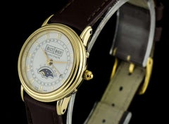 Blancpain Yellow Gold White Roman Dial Leman Triple Date Moonphase Watch