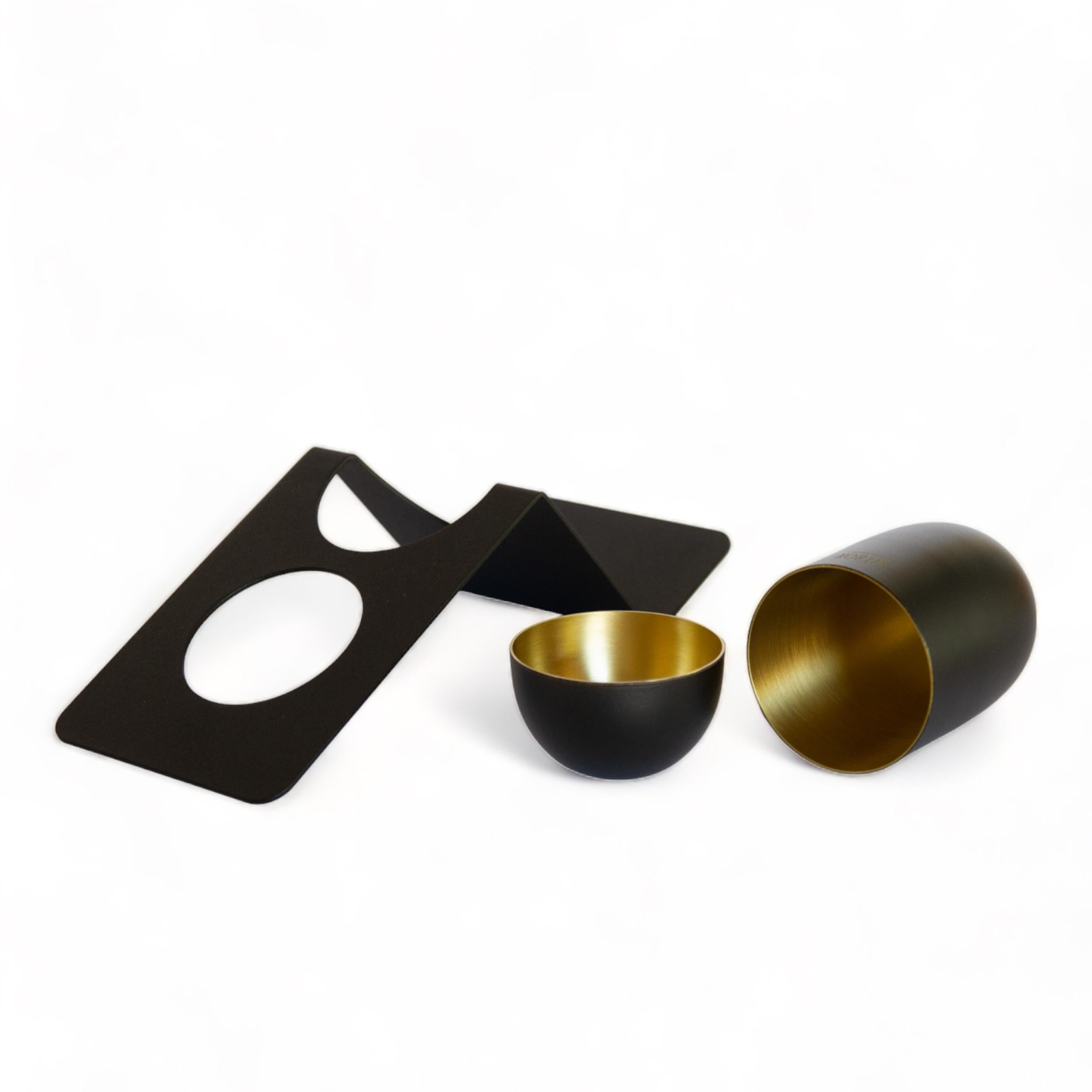 Blank Desk Organizer In Matte Black Coated Brass, Noir Edition, In Stock In New Condition For Sale In Mugla, Bodrum
