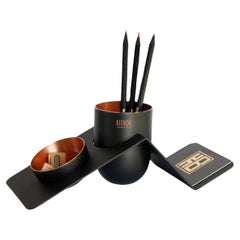 Blank Desk Organizer In Matte Black Coated Copper, Noir Edition, In Stock