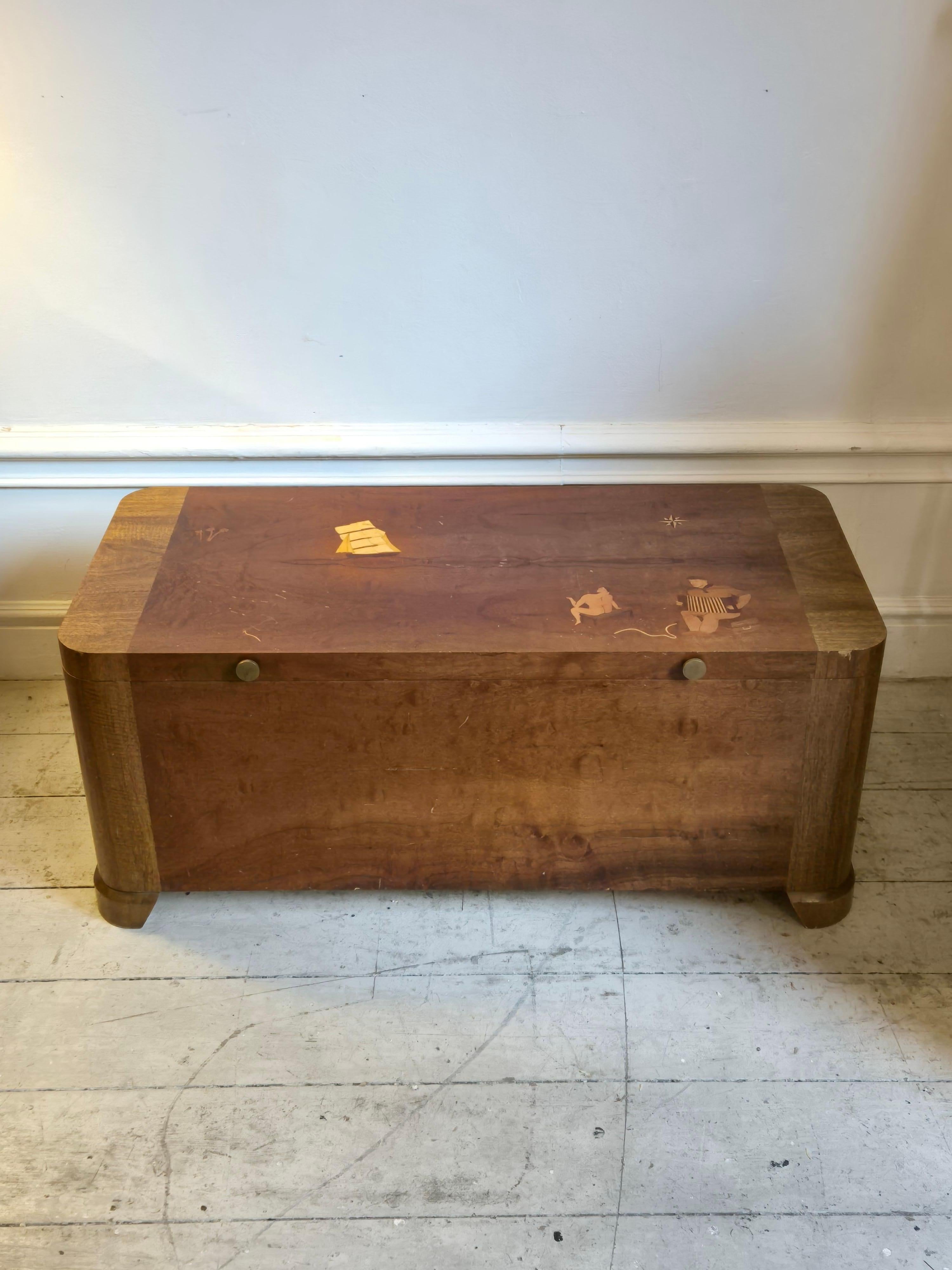 Scandinavo moderno Coperta / giroletto / tavolino - cassapanca, intarsio marino, Modern-Decor in vendita