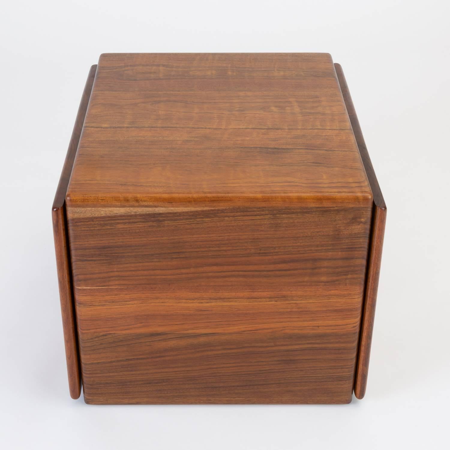 Cube Side Table or Storage Chest in Rare African Shedua Wood by Gerald McCabe 1