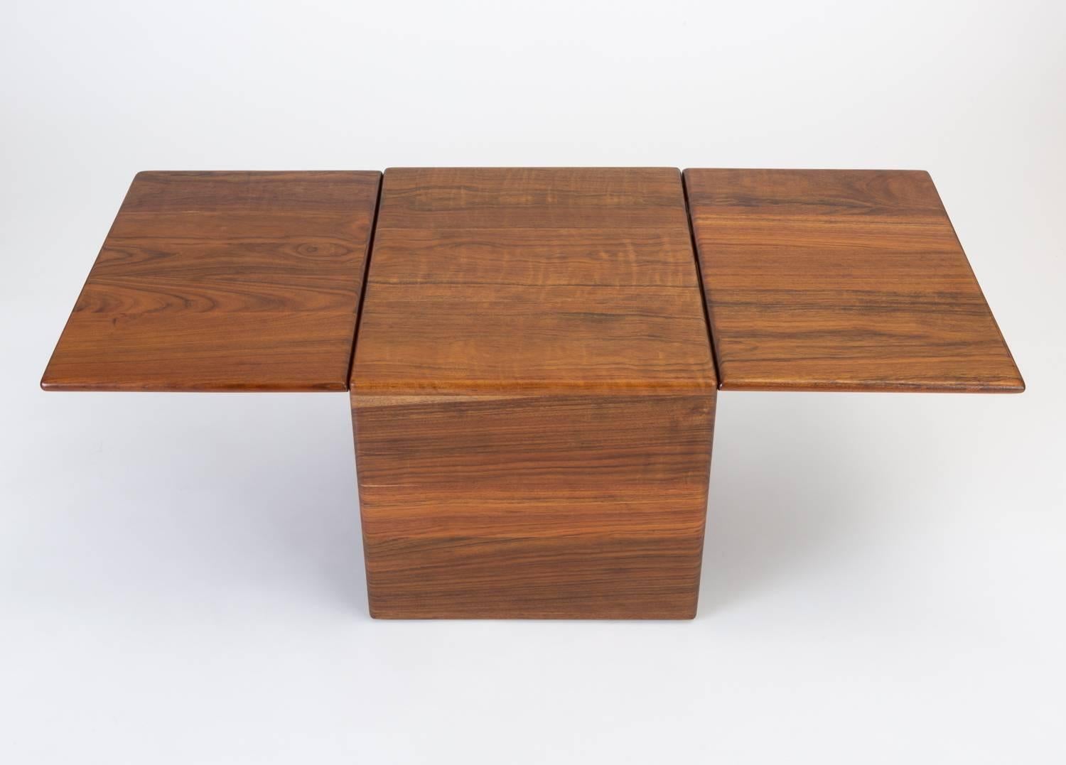 Cube Side Table or Storage Chest in Rare African Shedua Wood by Gerald McCabe 2
