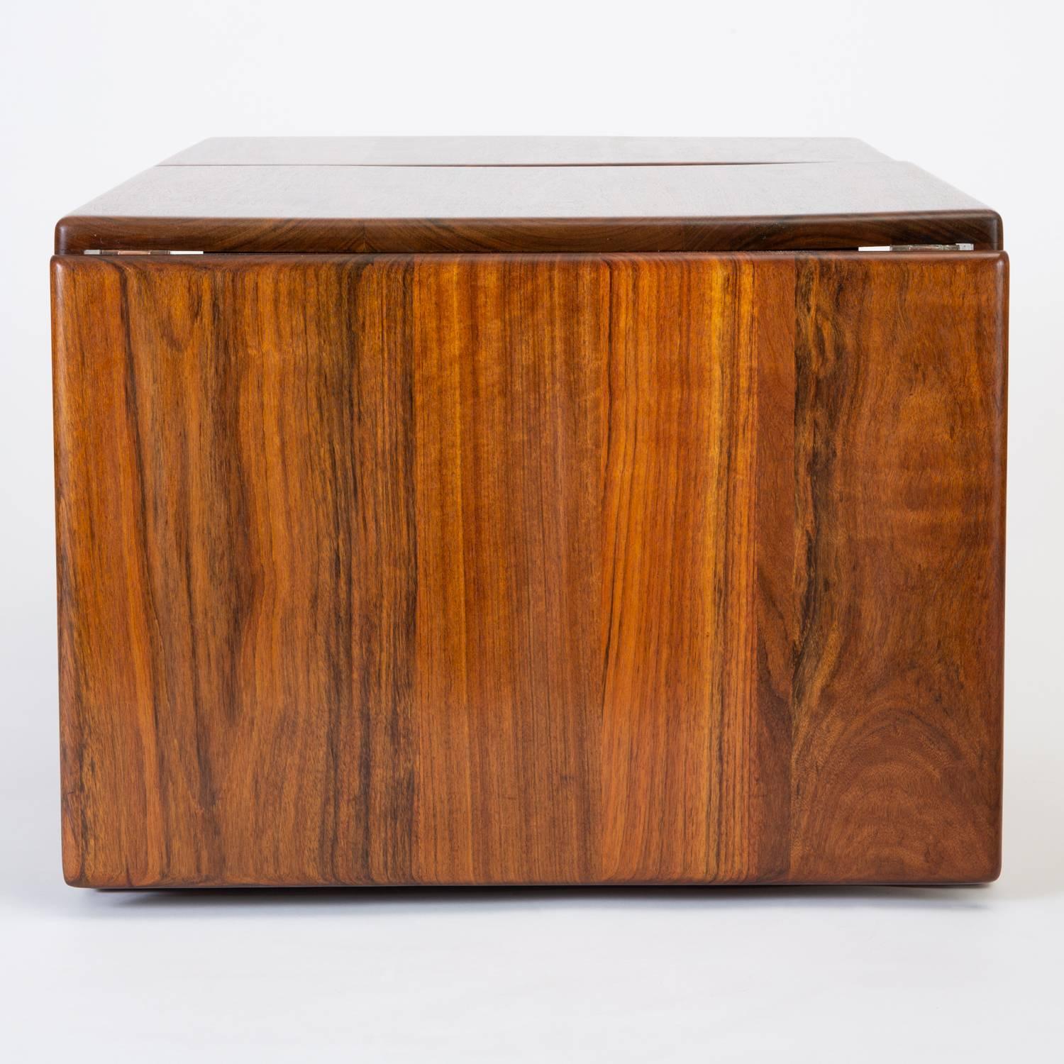 Cube Side Table or Storage Chest in Rare African Shedua Wood by Gerald McCabe 7