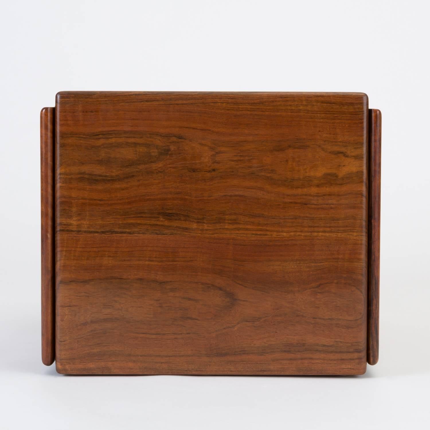American Cube Side Table or Storage Chest in Rare African Shedua Wood by Gerald McCabe