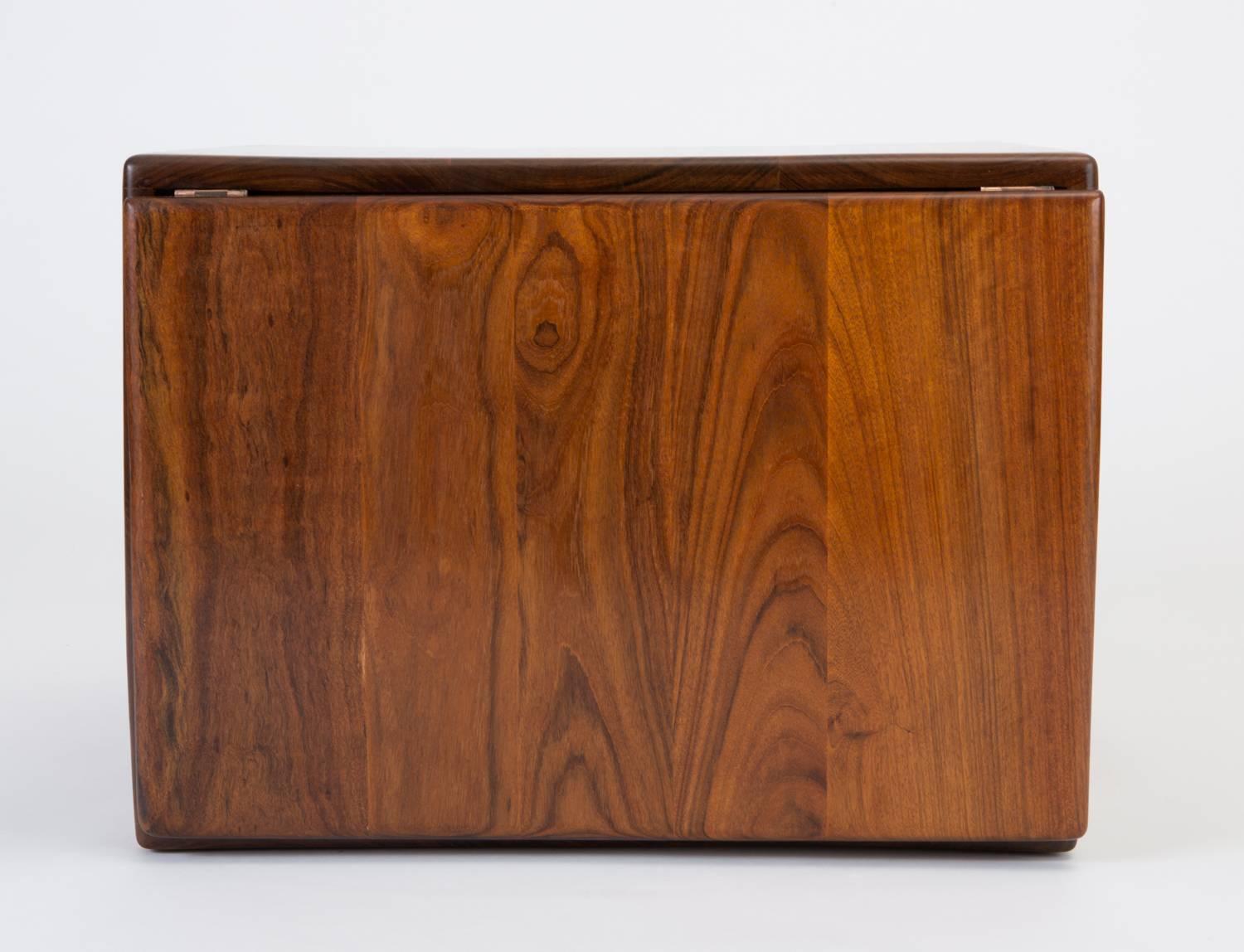 Oiled Cube Side Table or Storage Chest in Rare African Shedua Wood by Gerald McCabe