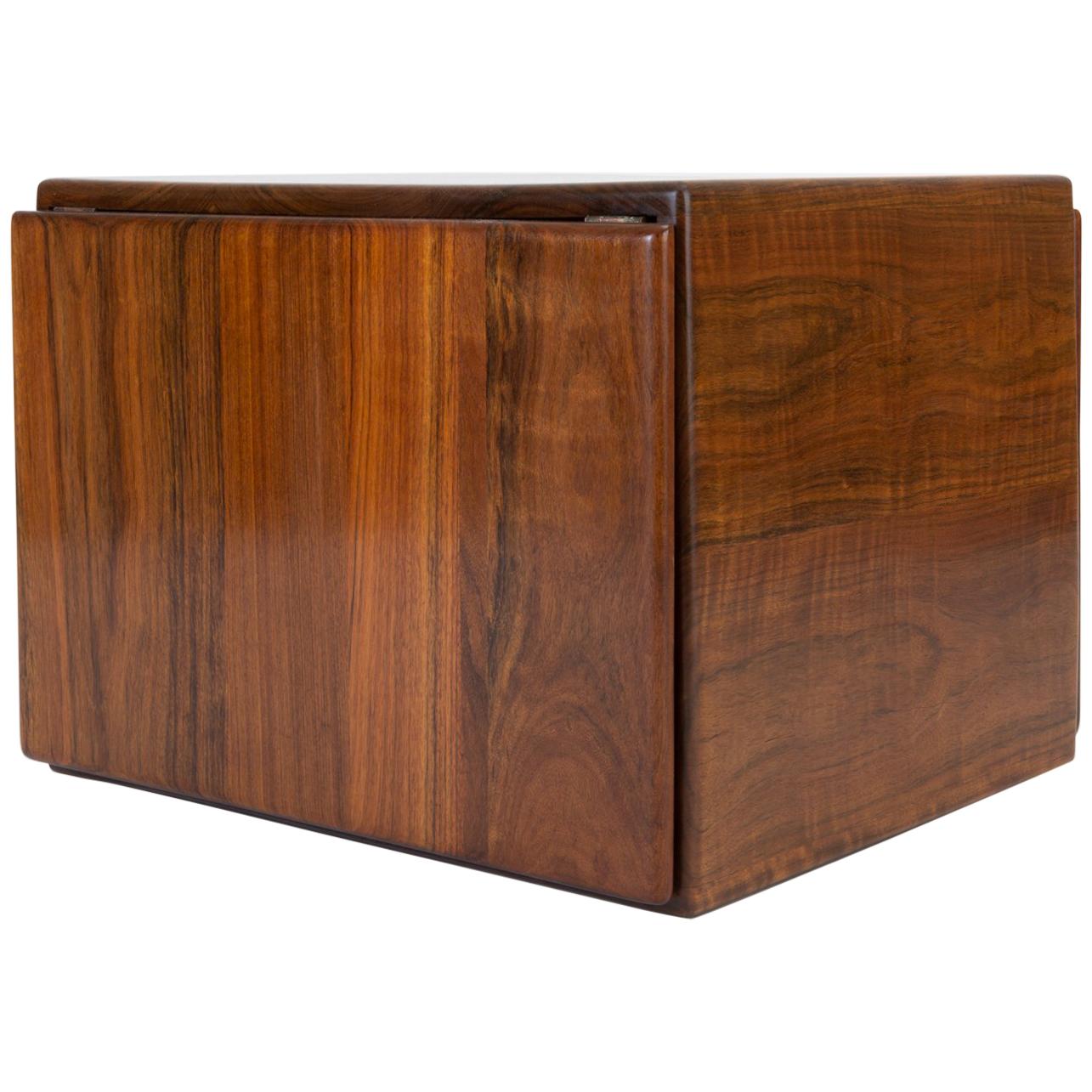 Cube Side Table or Storage Chest in Rare African Shedua Wood by Gerald McCabe