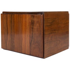 Vintage Cube Side Table or Storage Chest in Rare African Shedua Wood by Gerald McCabe