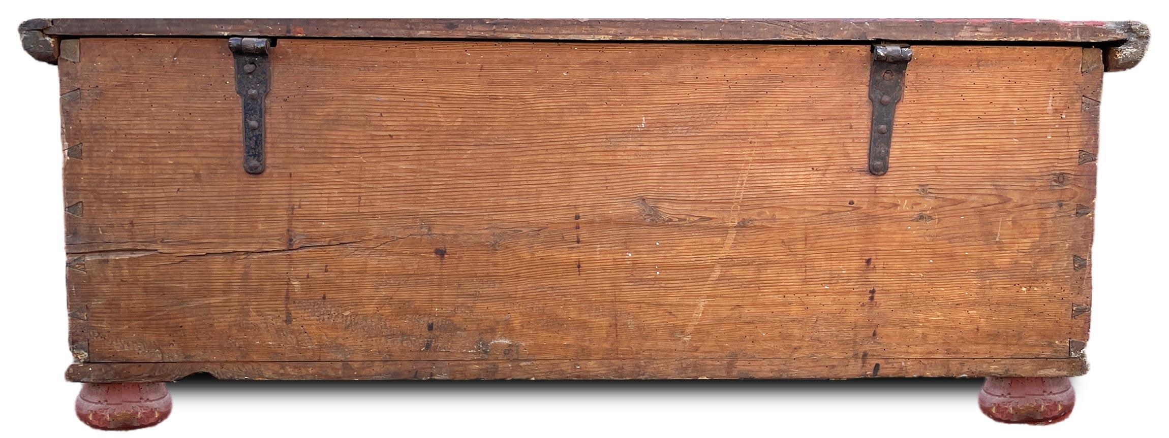 Deckentruhe - Rot Floral Gemalt 1800 im Angebot 9