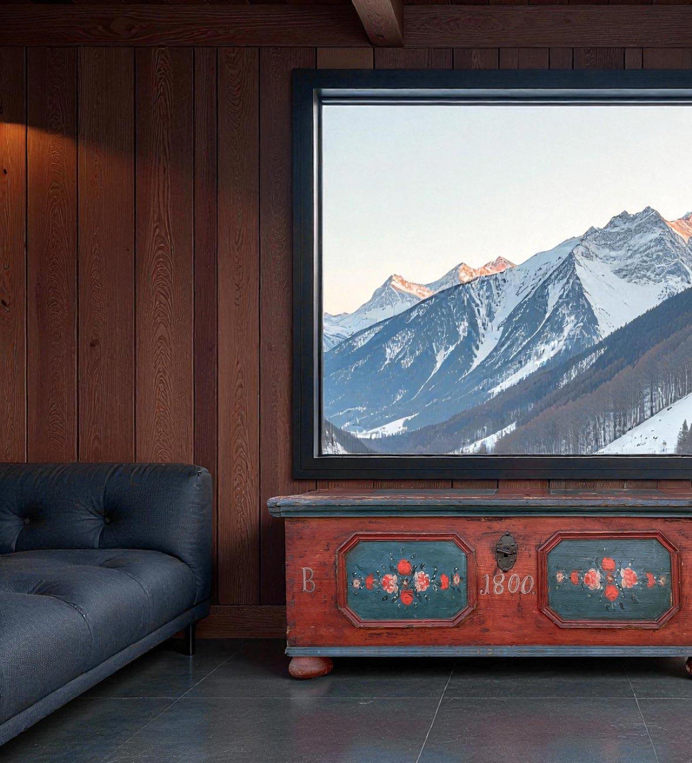 Deckentruhe - Rot Floral Gemalt 1800 im Angebot 1