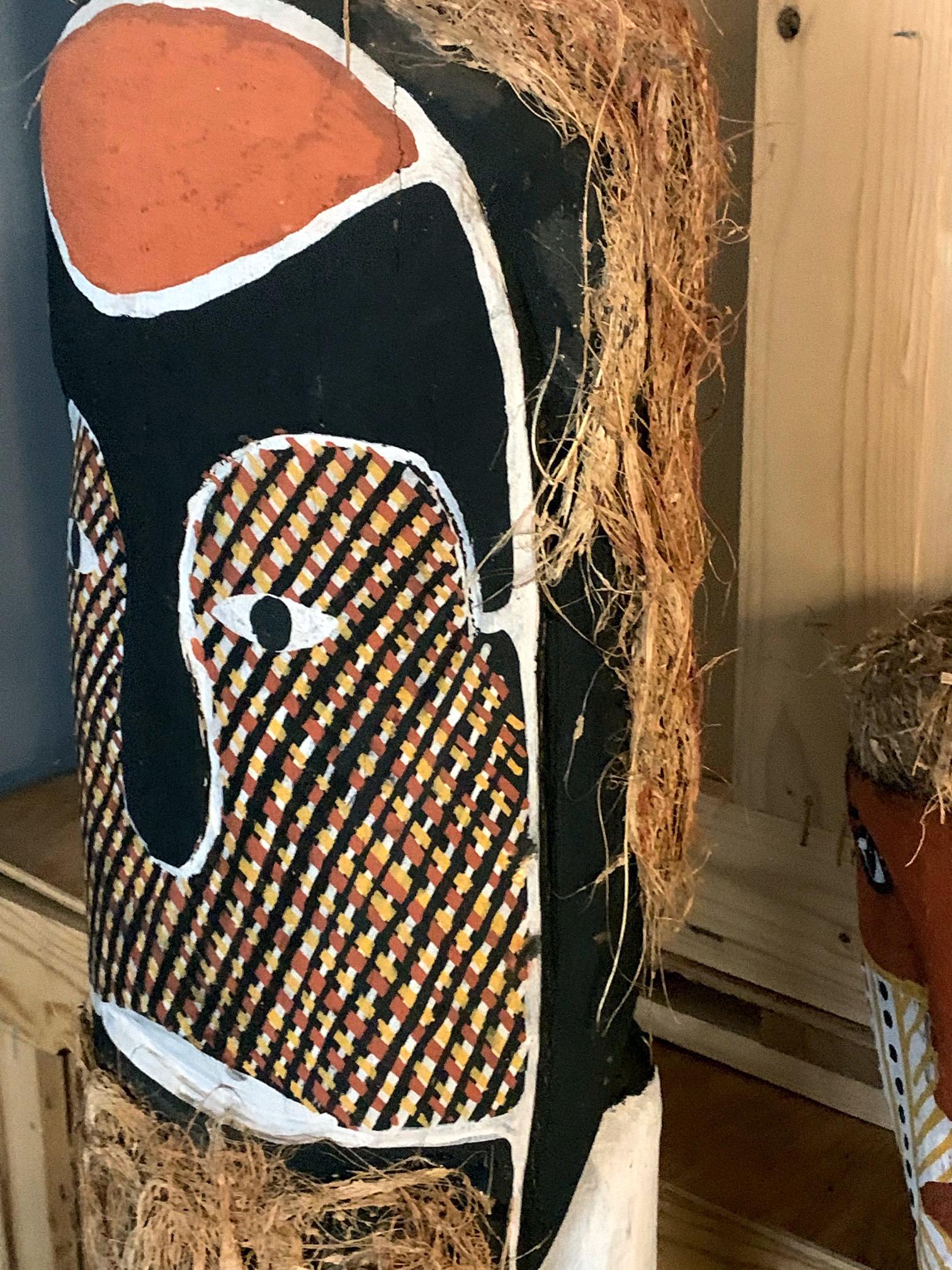 Wood Blanket Lizard Kurruporani pole Australian Aboriginal Tribal Art