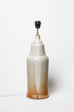 Blanot large 20th century design white and brown ceramic table lamp 46 cm
